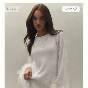 Hutch White Alissa Sequined Feather Dress